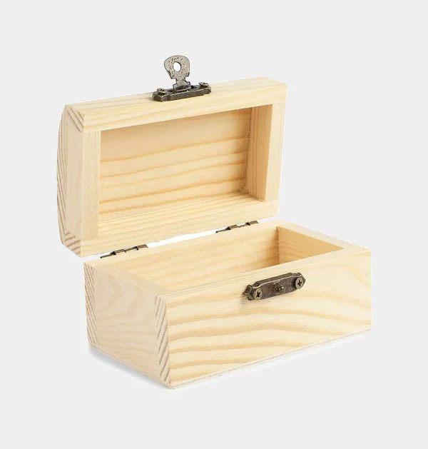 2022 New Design Mini Treasure Chest Shaped Wooden Storage Box For Jewel
