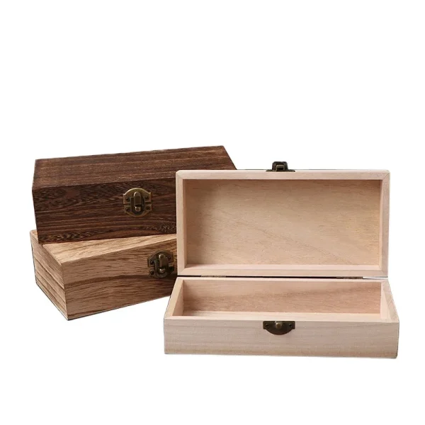 cheap wood solid pine wood flip lid custom logo natural color pen pencil storage box